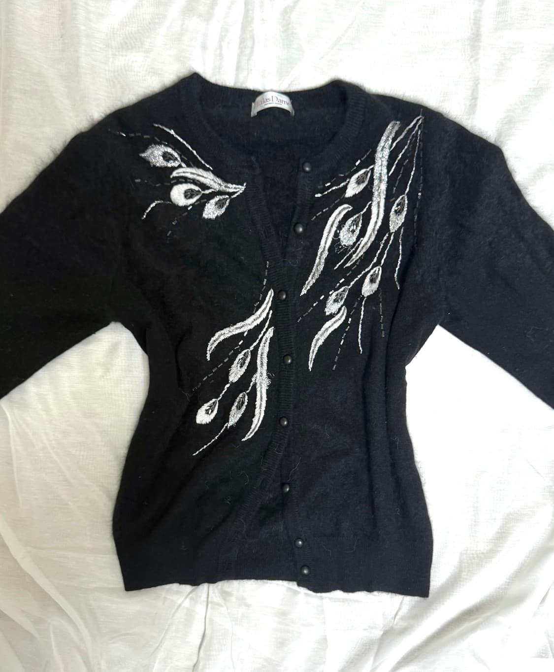 블랙 자수 앙고라 가디건 상품이미지1