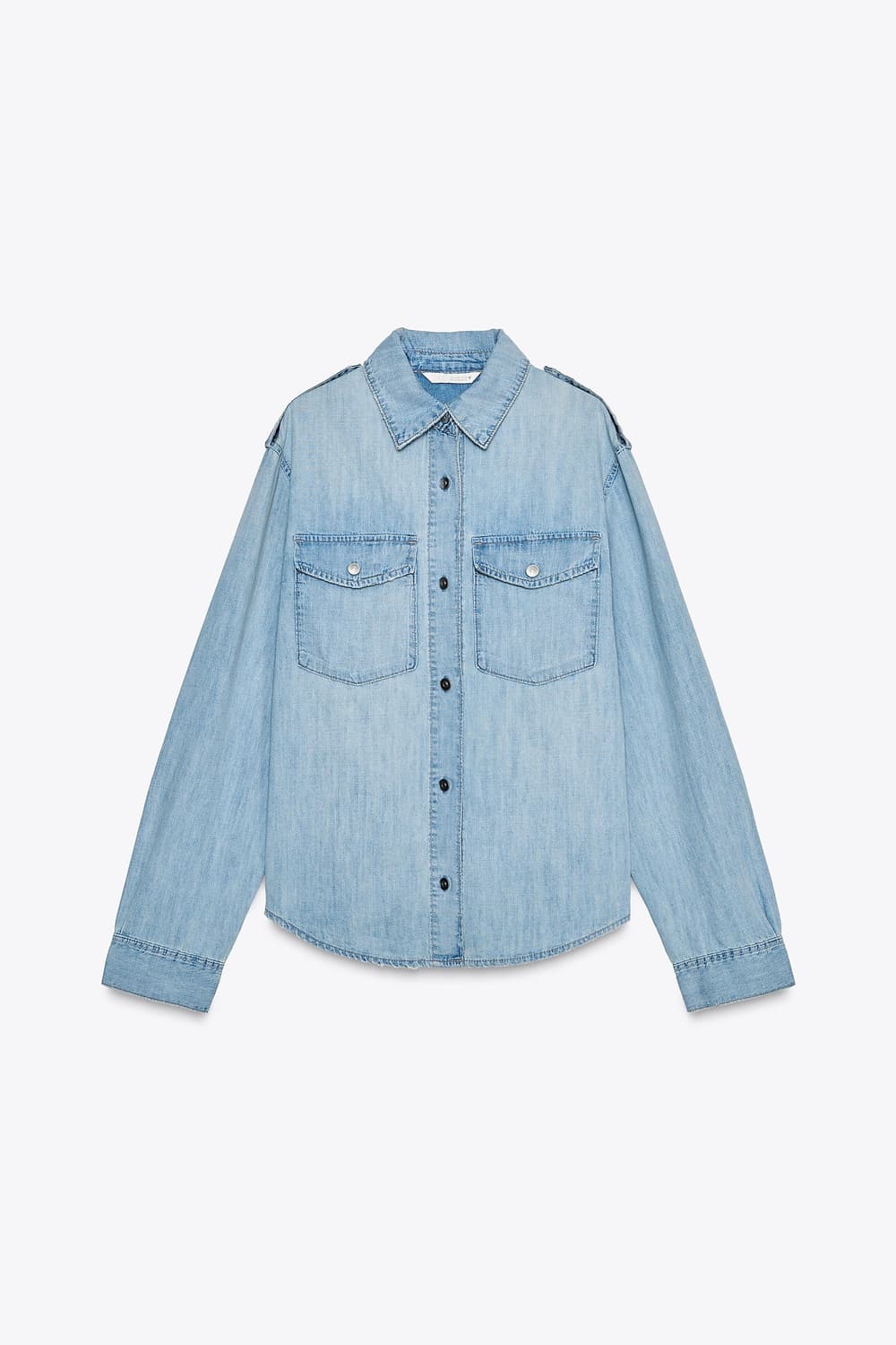 자라 버클 데님 견장 연청 데님 셔츠 xl 상품이미지3