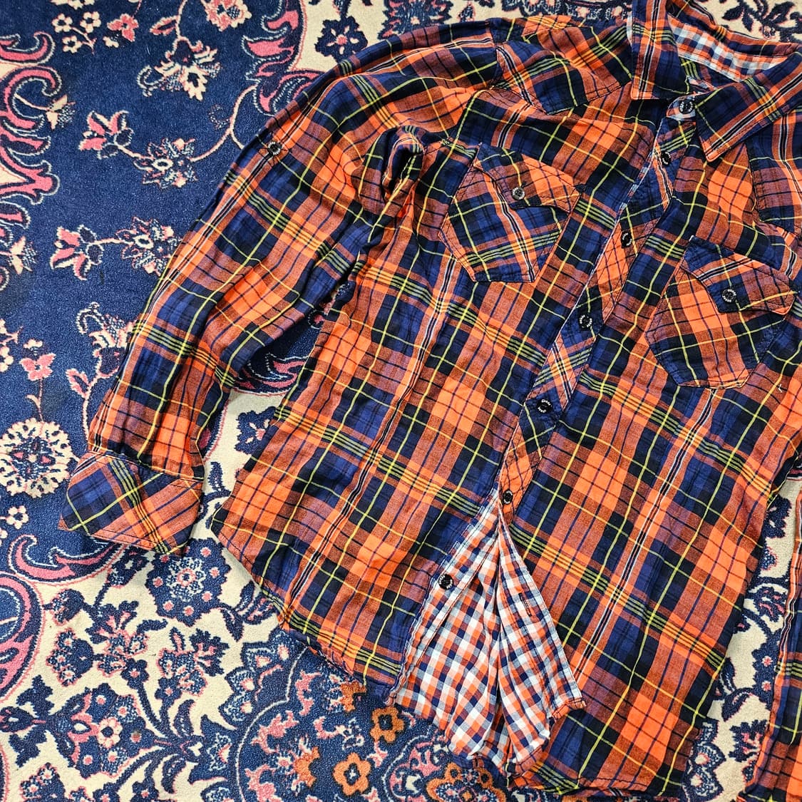  게스(GUESS) 빈티지 레터링 웨스턴 체크 셔츠 상품이미지6