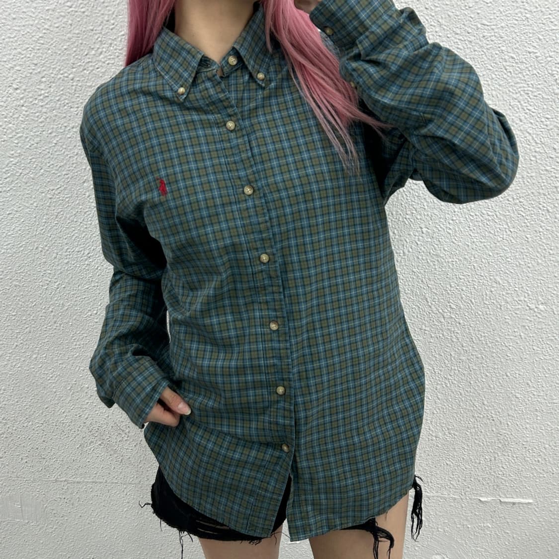 폴로 랄프로렌 레드포니 뮤트블루 체크 셔츠 M 상품이미지1