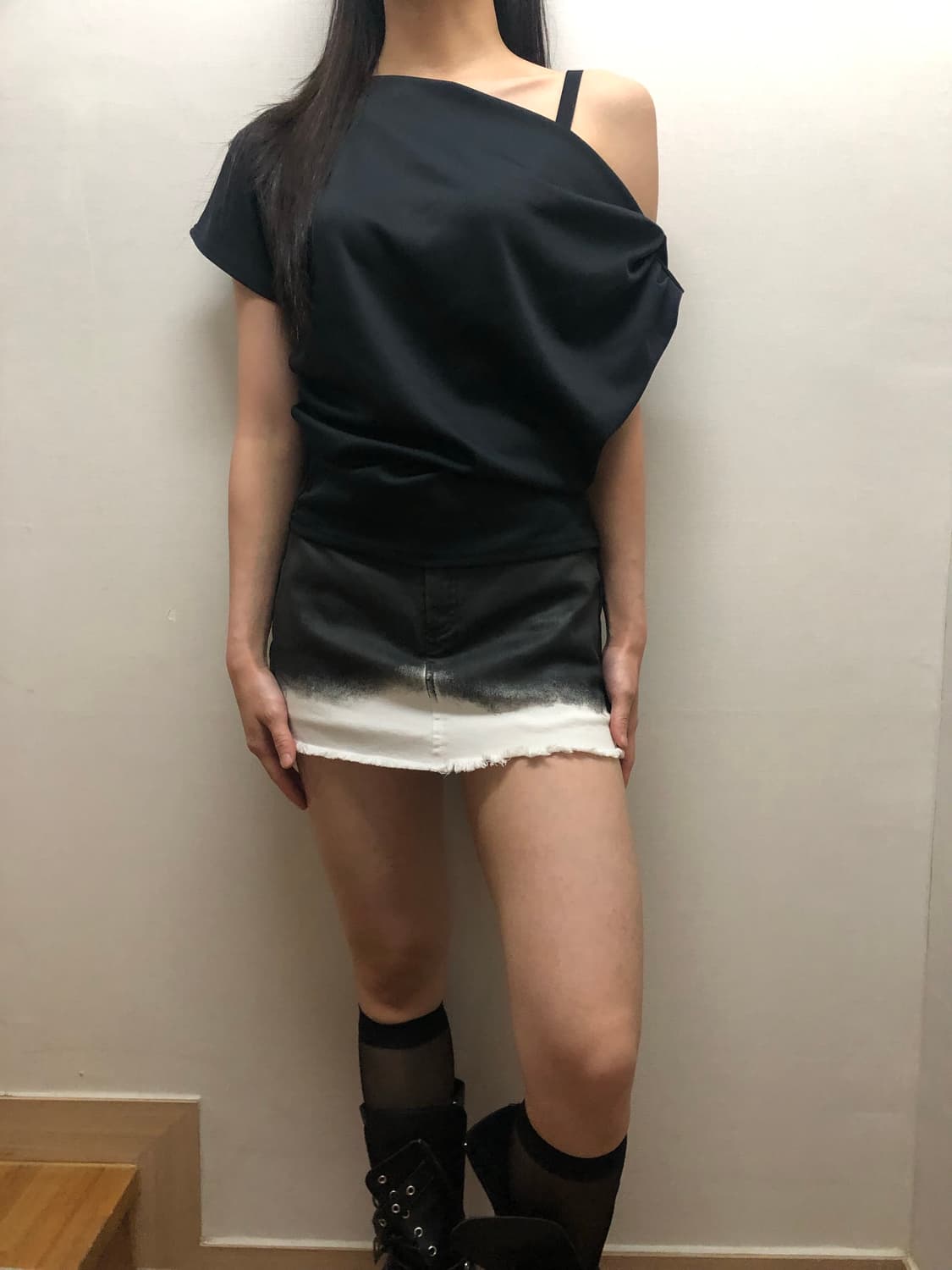 빈티지 그라데이션 코팅 미니 스커트 상품이미지7