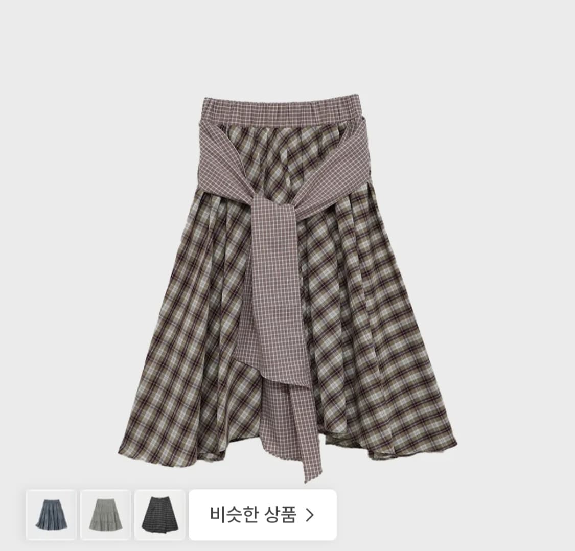 쿠키시 체크 타이 스커트 베이지 상품이미지1