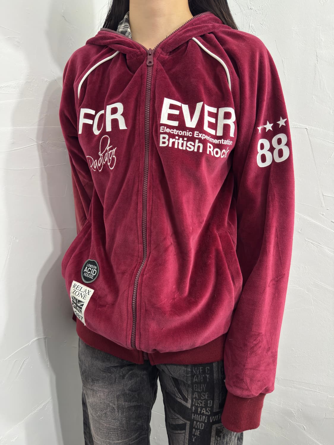 relax zone velvet hood zipup 상품이미지2