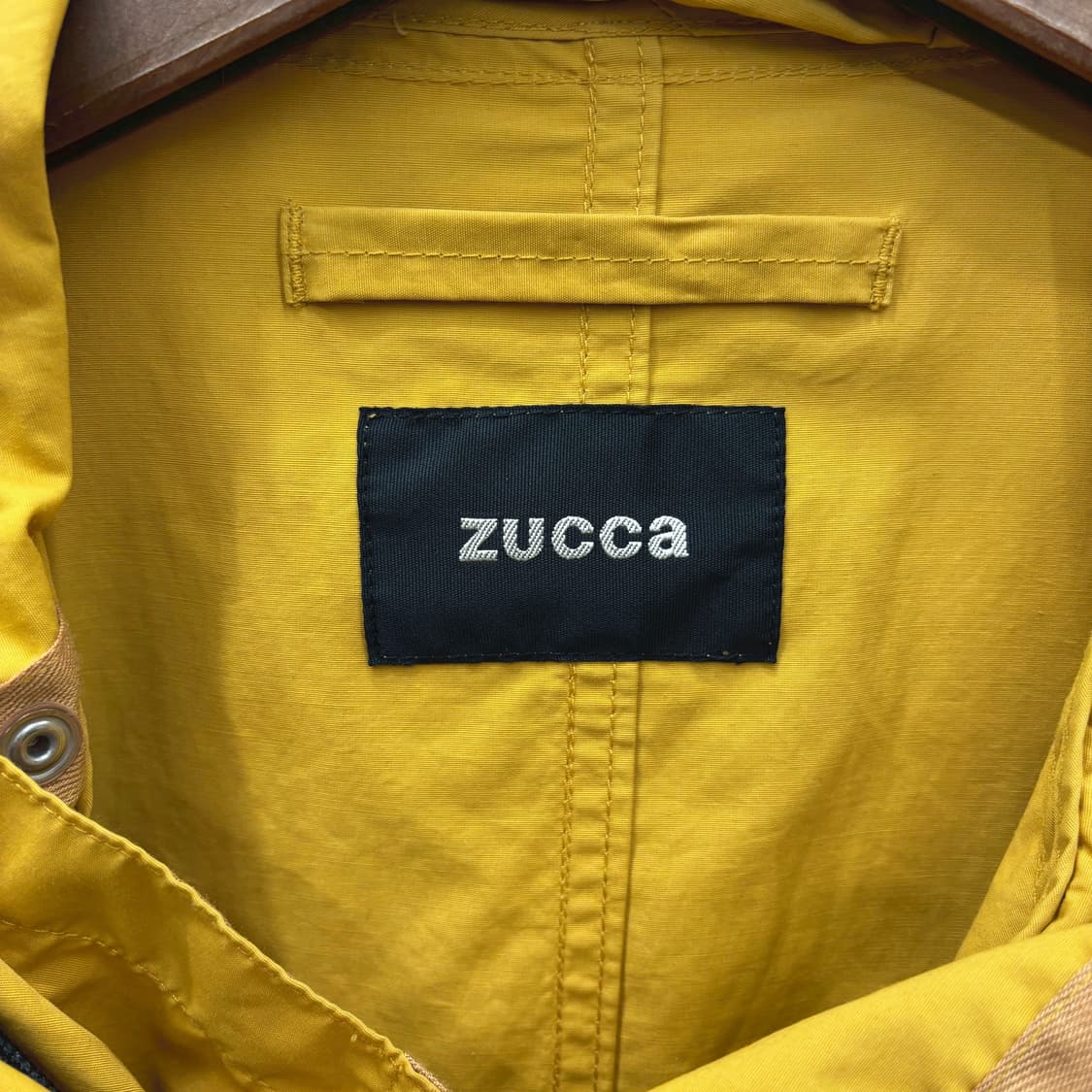 주카 아노락 파카 코트 언발란스 집업 후드 스트링 디테일 루즈핏 머스타드 상품이미지7