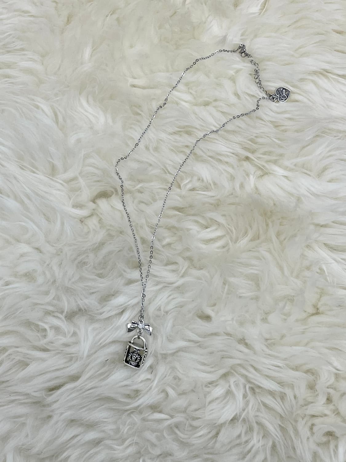 하트 락 펜던트 리본 네크리스 상품이미지2