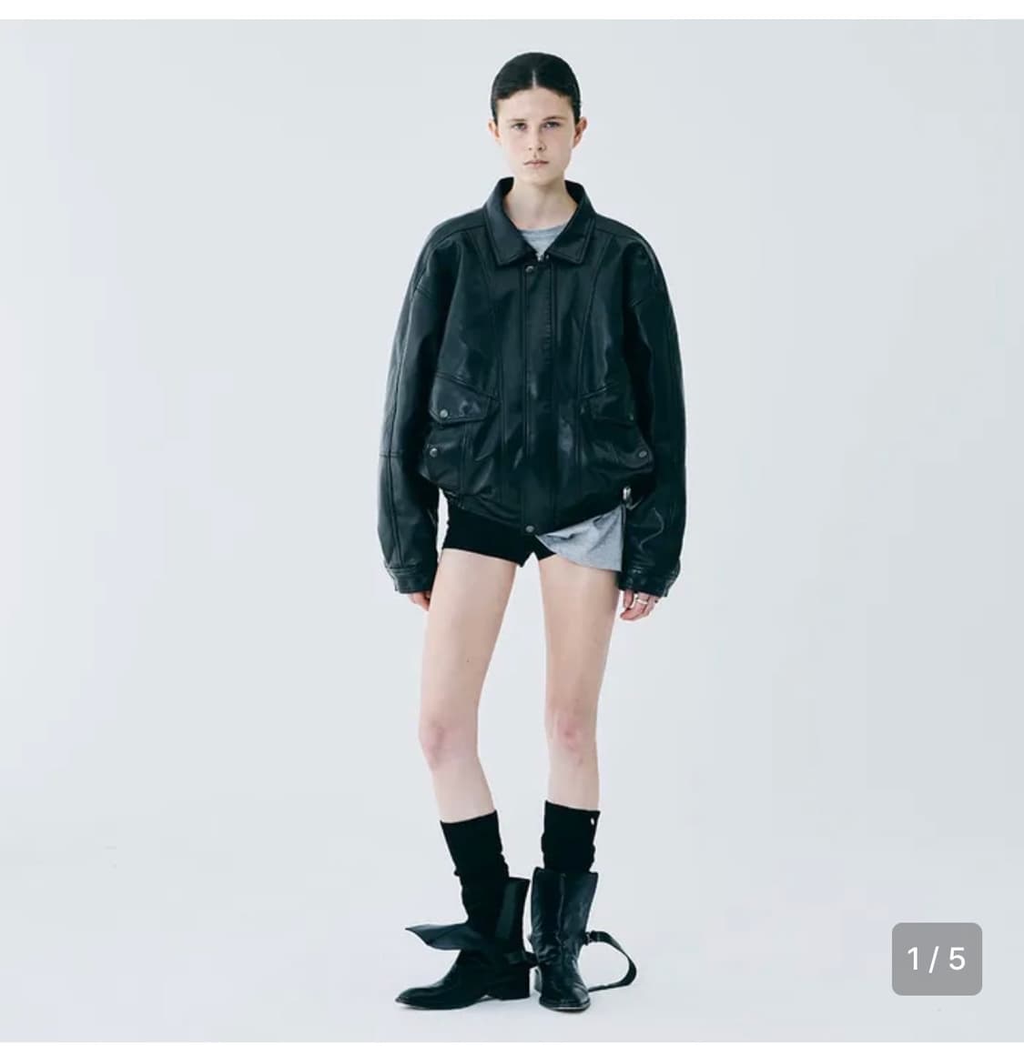 포허 forher 레더 패딩 점퍼 자켓 빈티지 블랙 상품이미지4