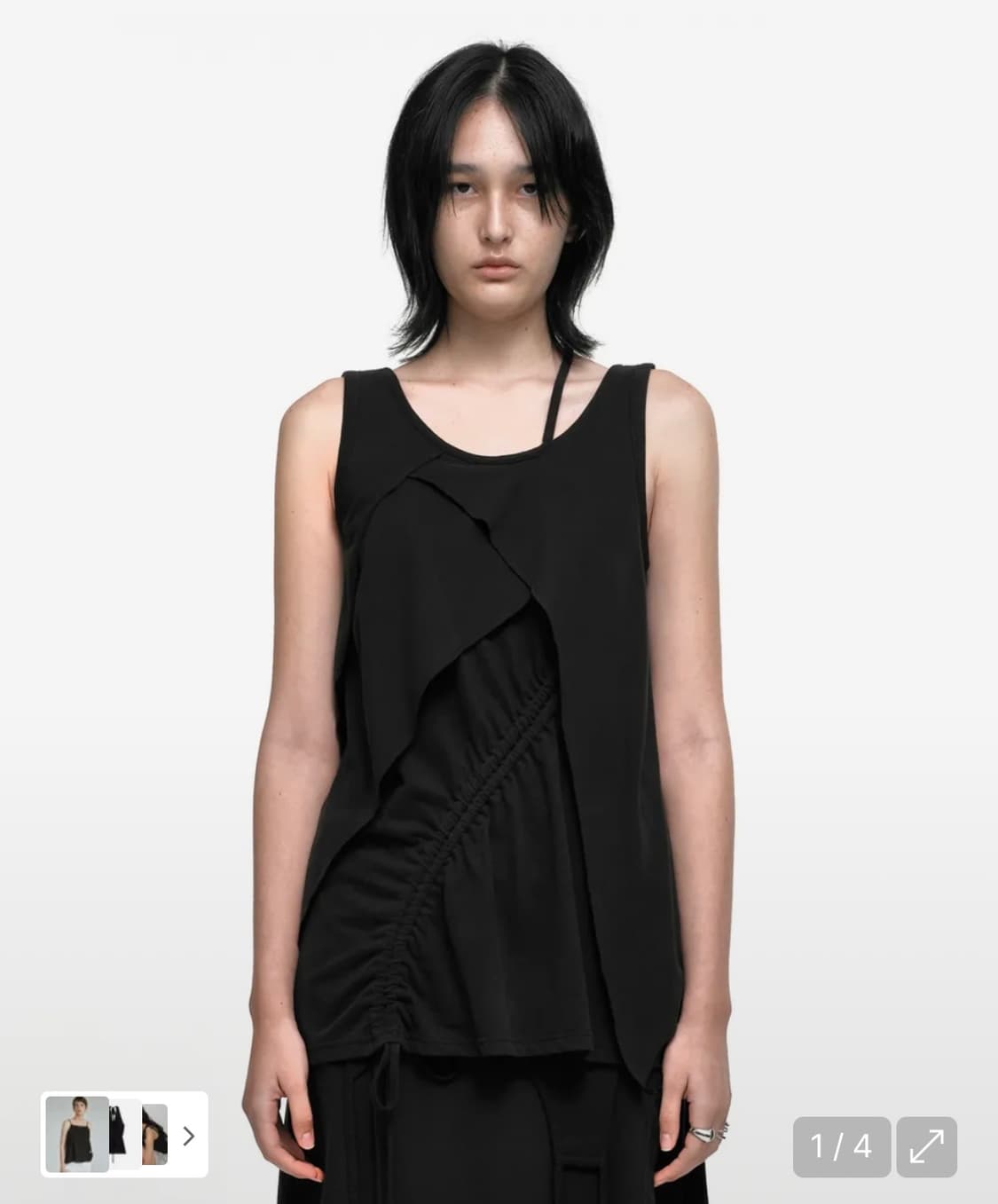 나체 SHIRRING LAYERED SLEEVELESS BLACK 상품이미지1