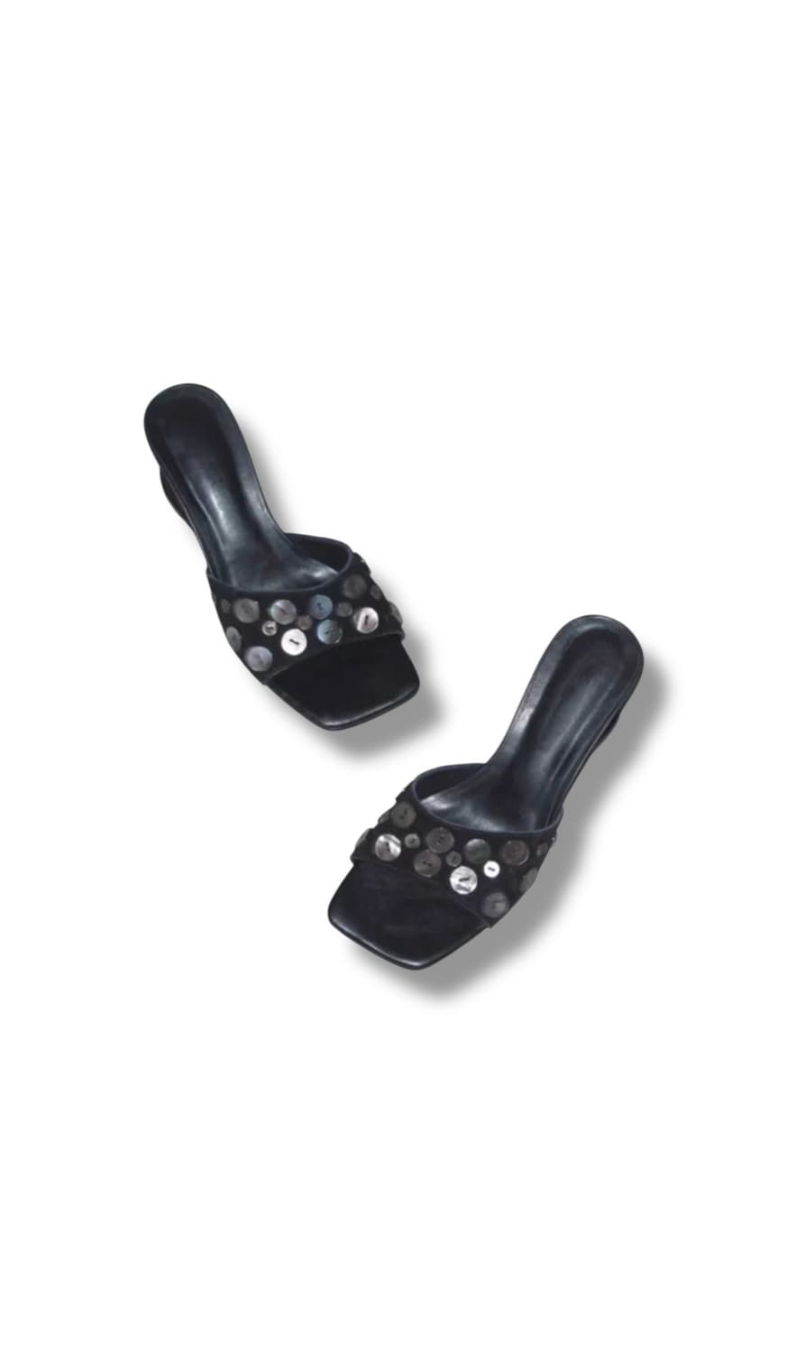 Black Button Mule Sandals 블랙 버튼 뮬 샌들 상품이미지1