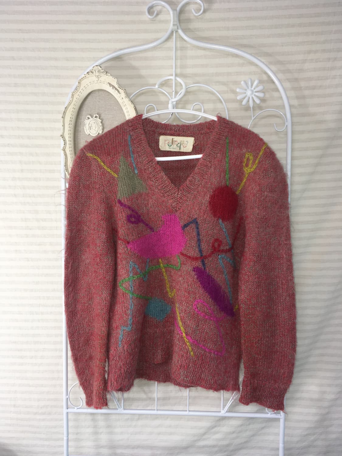 jpn vintage red boucle handwork knit 상품이미지1