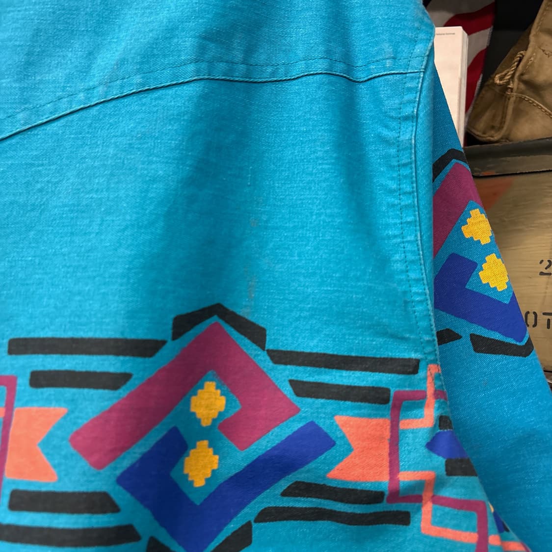 80s 랭글러 아즈텍 모티브 패턴 웨스턴 요크컷 바시티자켓 N326 상품이미지6