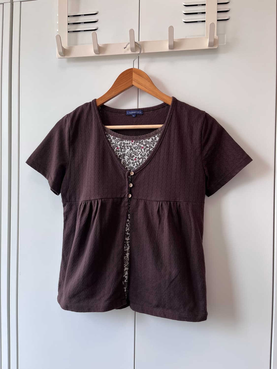 Sunnayze 바선생 레이어드 브라운 잔꽃 반팔 상품이미지5