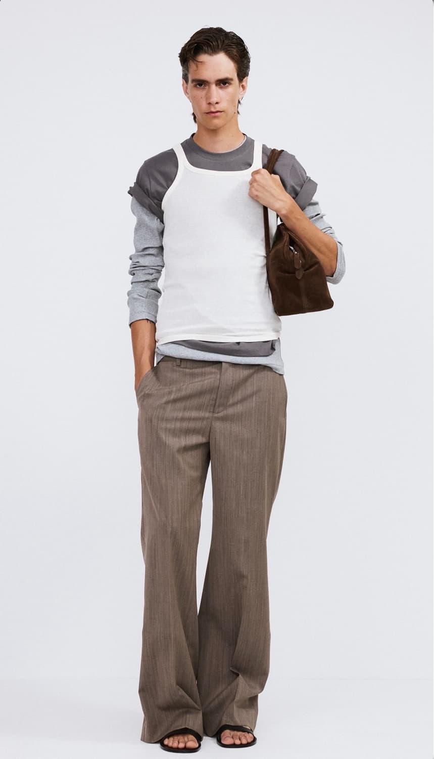 렉토 26SS 딥 스쿱넥 탱크탑 슬리브리스 크림 상품이미지3