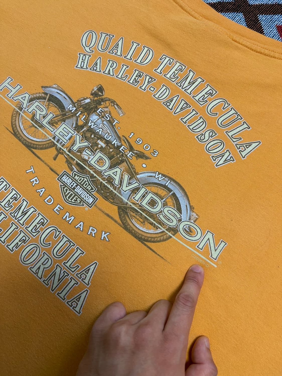 2XL) 할리데이비슨 MADE IN USA 2007 반팔 티셔츠 노랑 상품이미지9