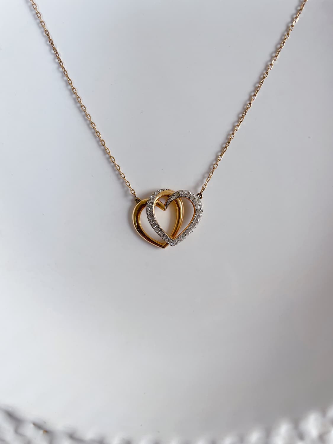 스와로브스키 정품 디어 하트 목걸이 네크리스 골드컬러 크리스탈 더블하트 상품이미지2