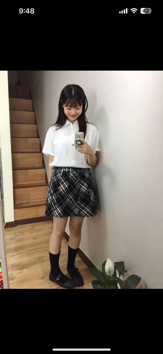 옷속무 럼브 sk 스커트 체크 치마 치마바지 상품이미지3