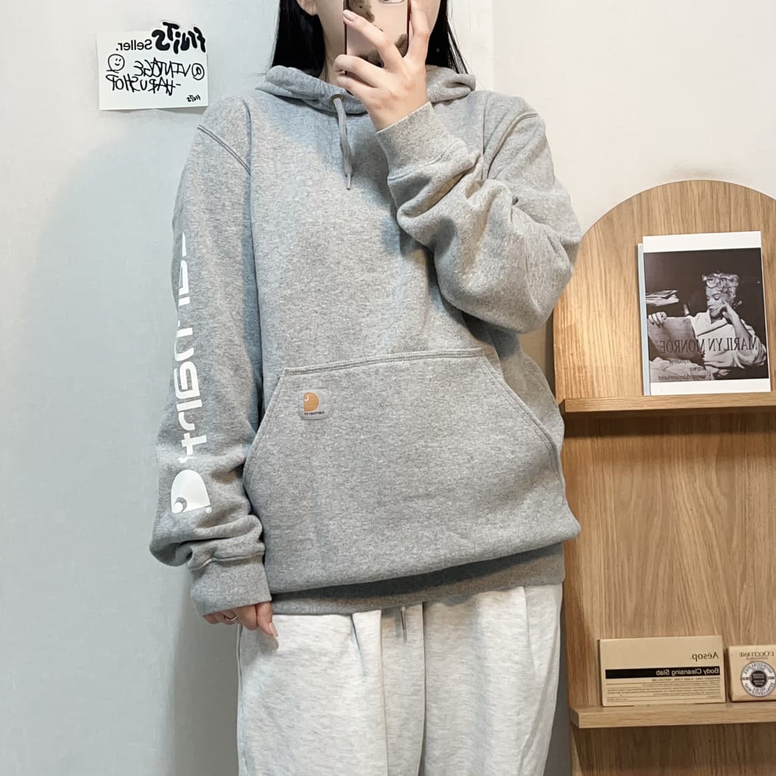 [정품] 칼하트 그레이 사이드라인 후드티 [ S ] 상품이미지2