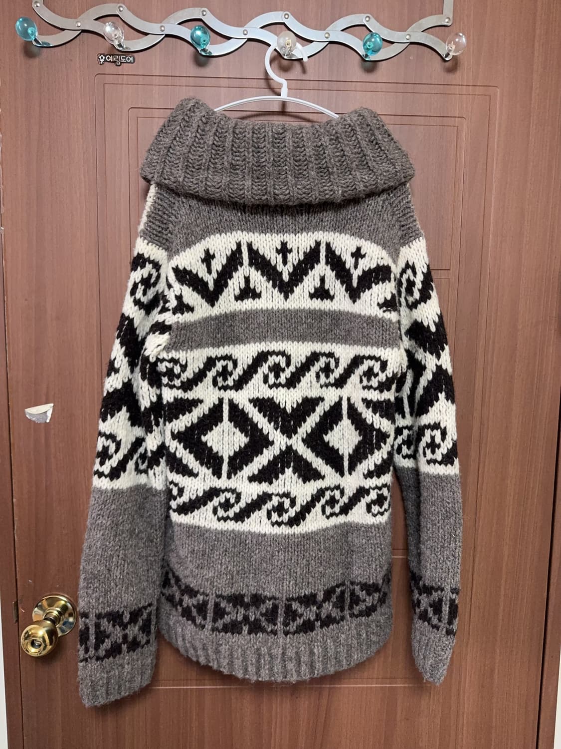 모리걸 하구미 일본 빈티지 코위찬 패턴 니트 가디건 상품이미지3