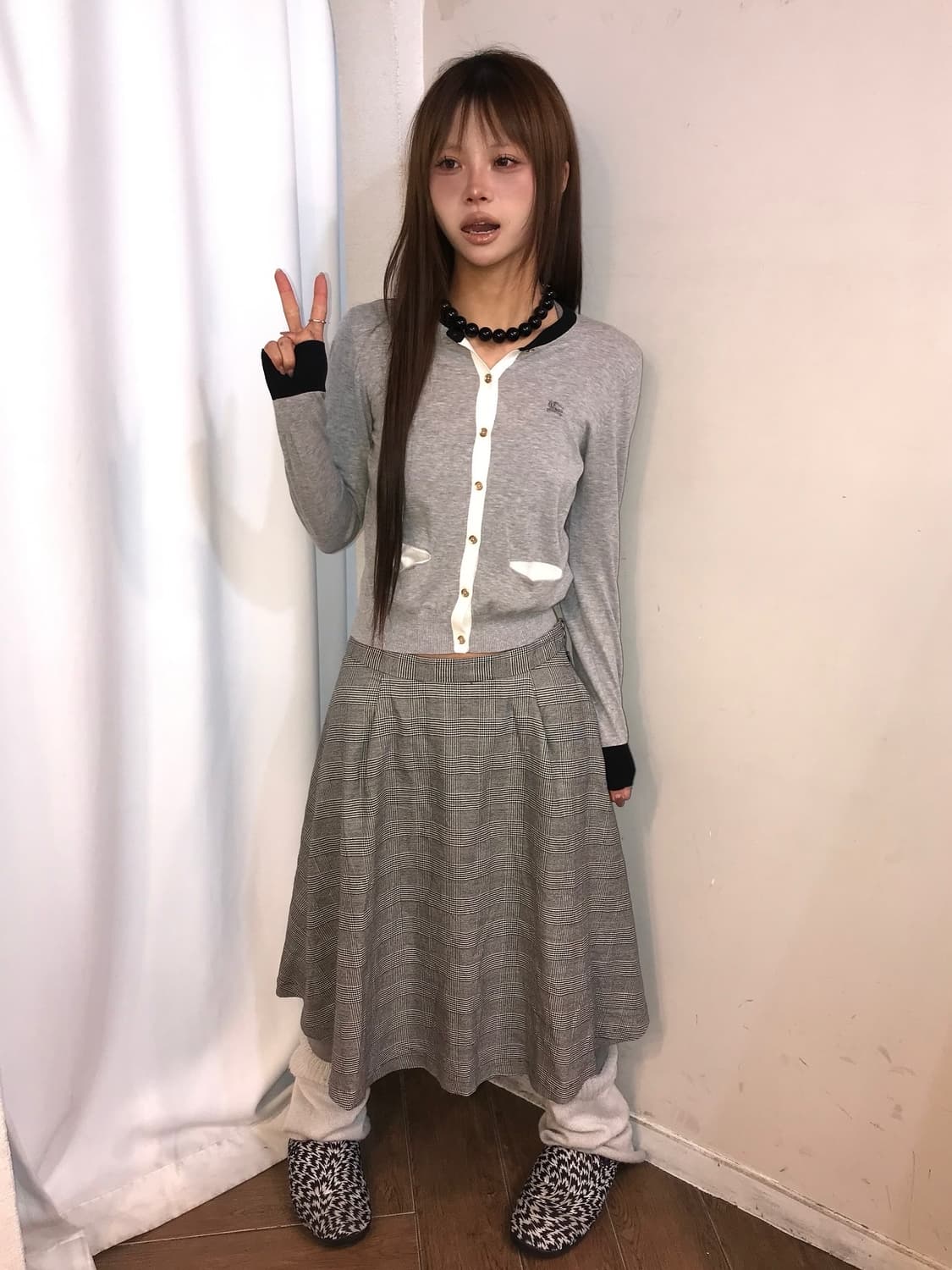 🐰버버리 배색 니트 가디건 🐰 상품이미지1