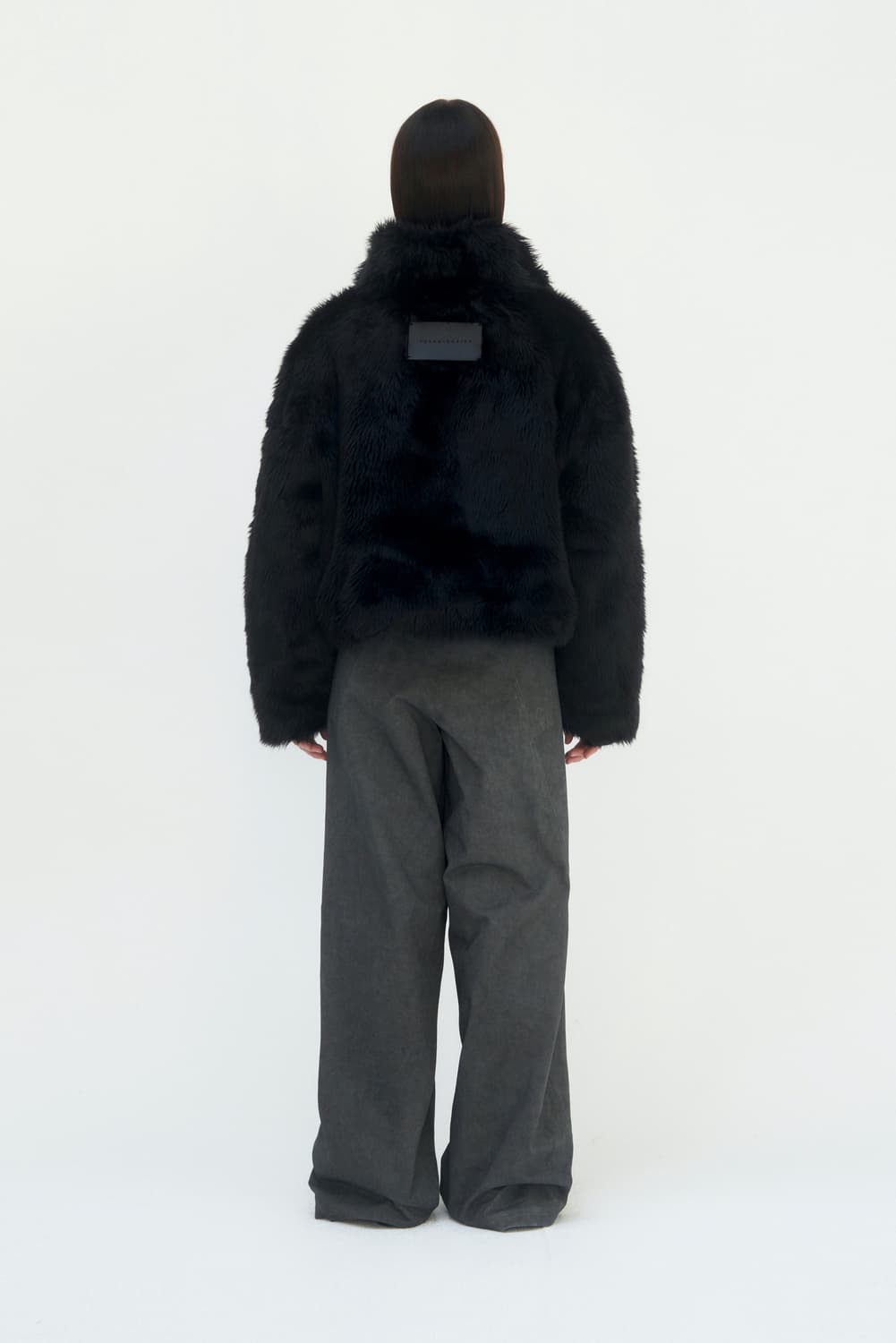 트리밍버드 하이넥 집업 퍼자켓 블랙 상품이미지5