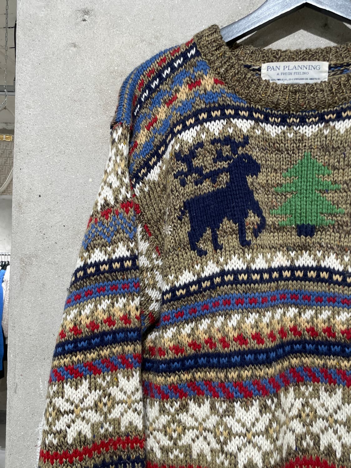 팬 플래닝 카키 페어아일 디어 아크릴 울 스웨터 상품이미지2