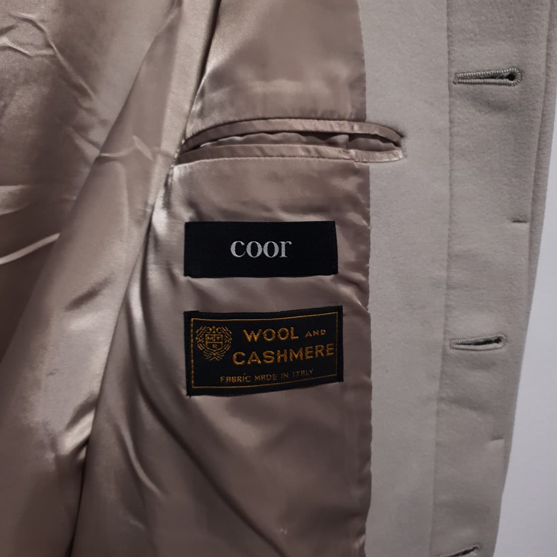 실측 XL) COOR 쿠어 MTR 발마칸 울 캐시미어 코트 크림 희귀 상품이미지7