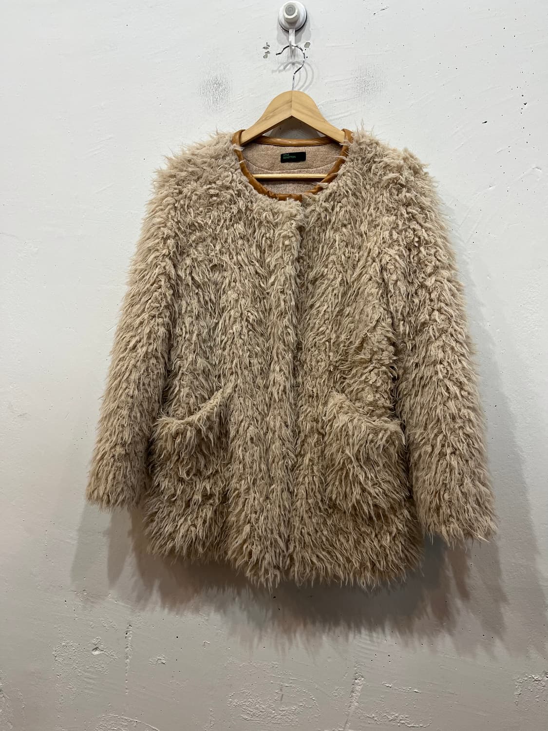 베네통 양가죽 트리밍 퍼자켓 상품이미지1