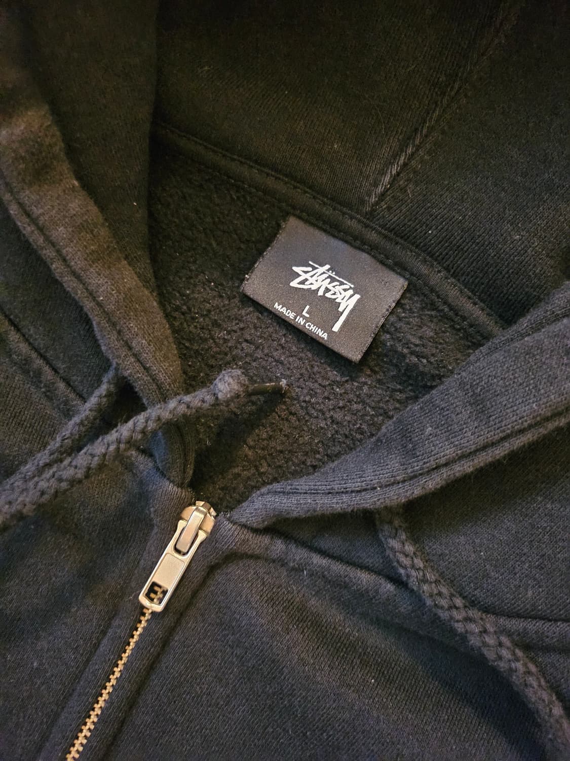 정품(L-105) 스투시 테리소재 블랙 베이직 후드 집업 상품이미지6