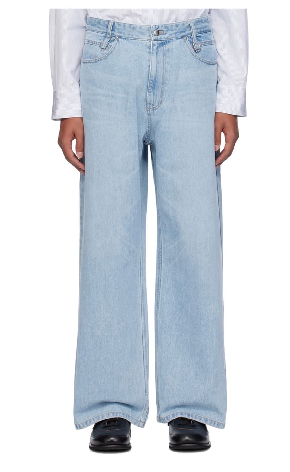 우영미 블루 글리터 와이드 진 46 새상품 상품이미지1