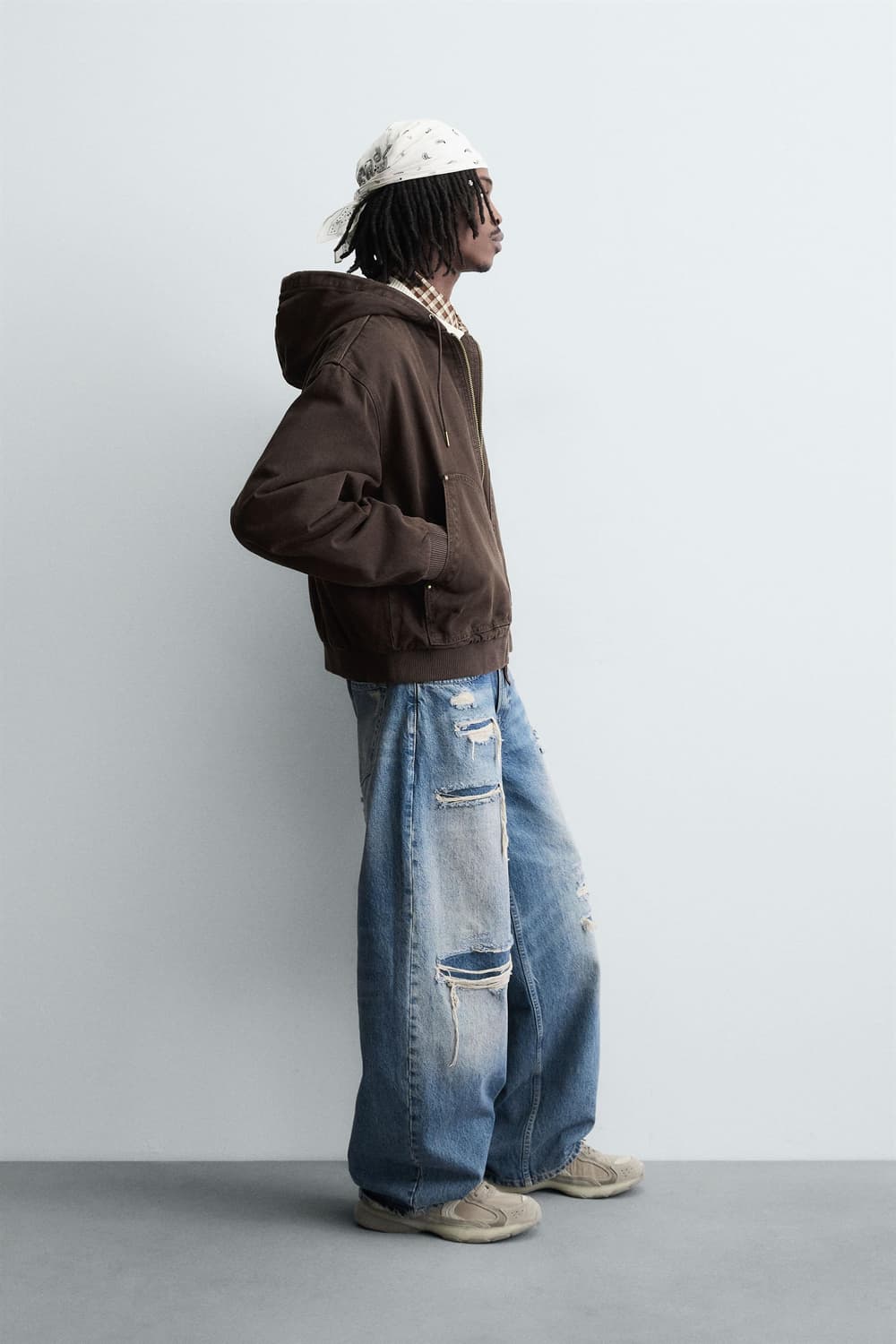 자라 후드 패딩 자켓 브라운 상품이미지4