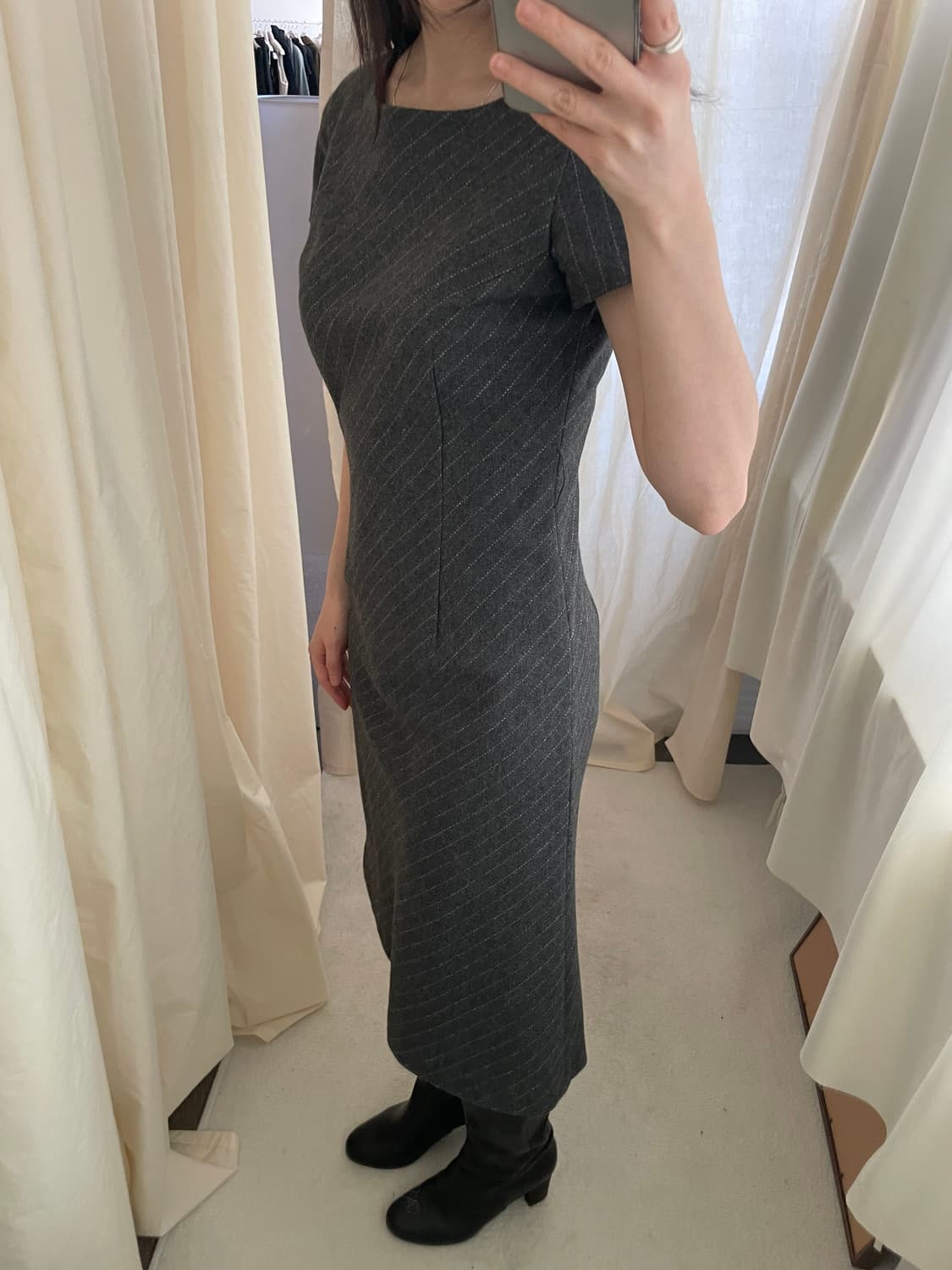 vintage diagonal stripe wool dress 상품이미지8