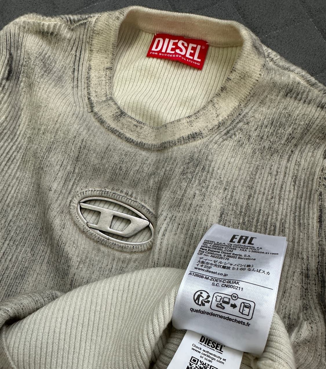 [xs] 디젤 울니트 Ribbed crew-neck with oval D 상품이미지3