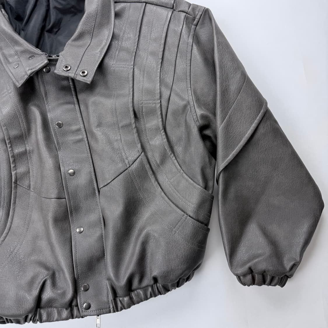 LEATHER Cropped bomber jacket 상품이미지5