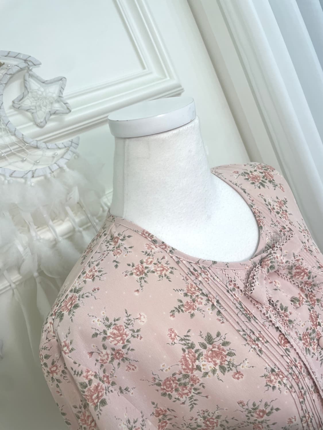 pink flower garden bow point blouse 상품이미지7