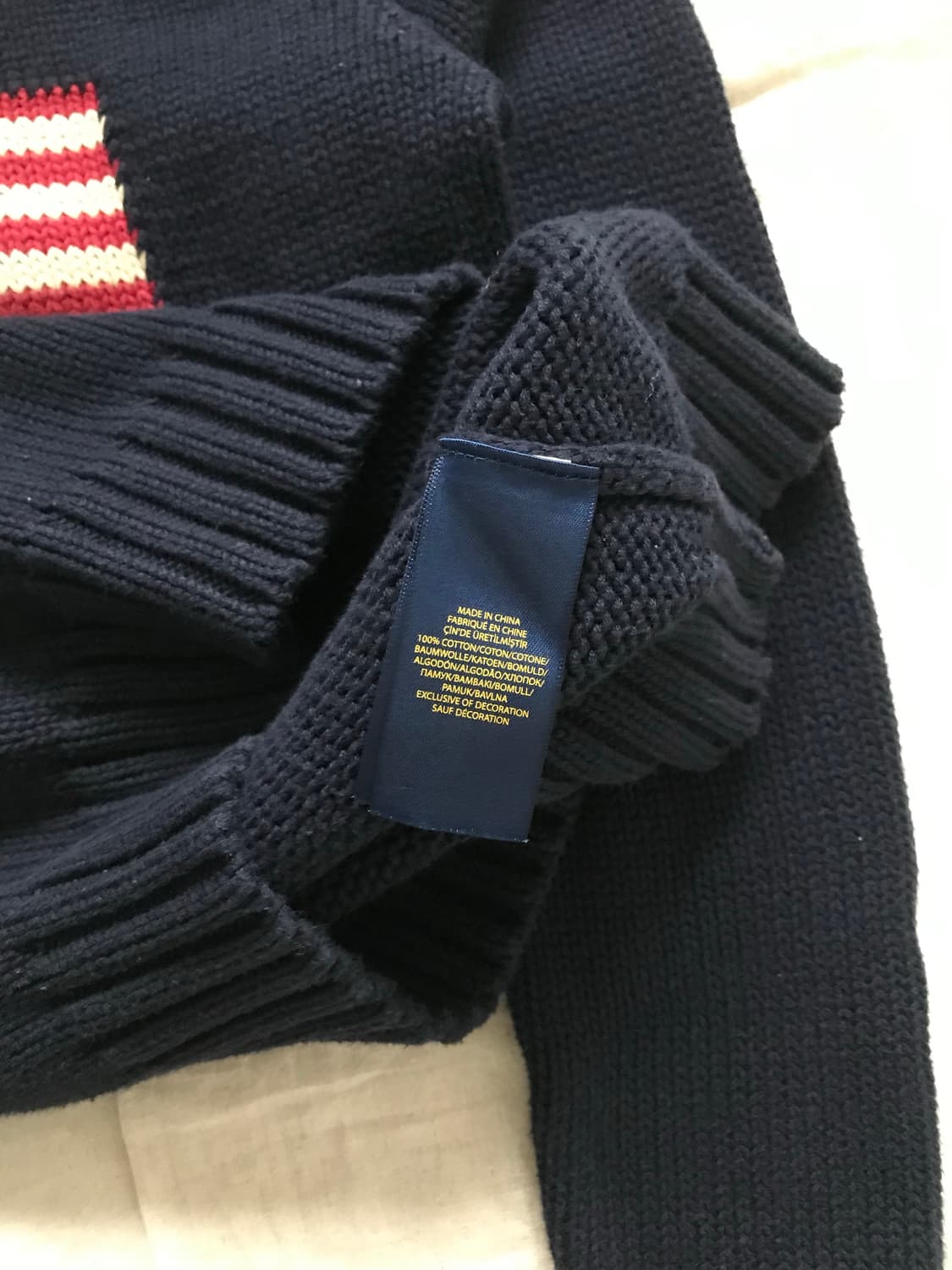 폴로 랄프로렌 성조기 로고 네이비 반집업 니트 상품이미지10