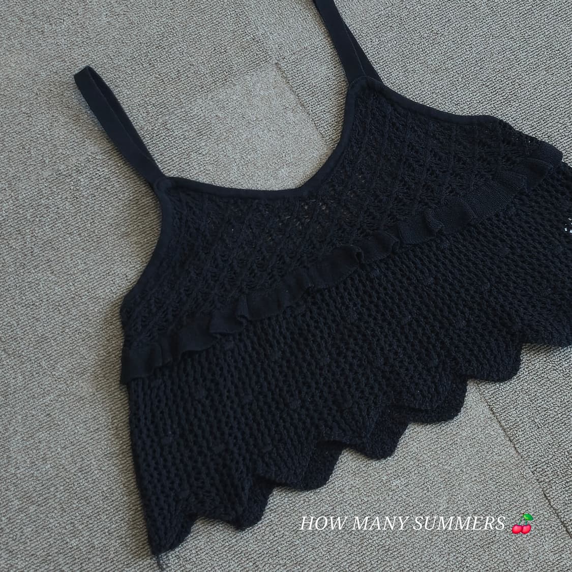 프릴 포인트 물결/스칼럽 블랙 니트 나시 상품이미지3