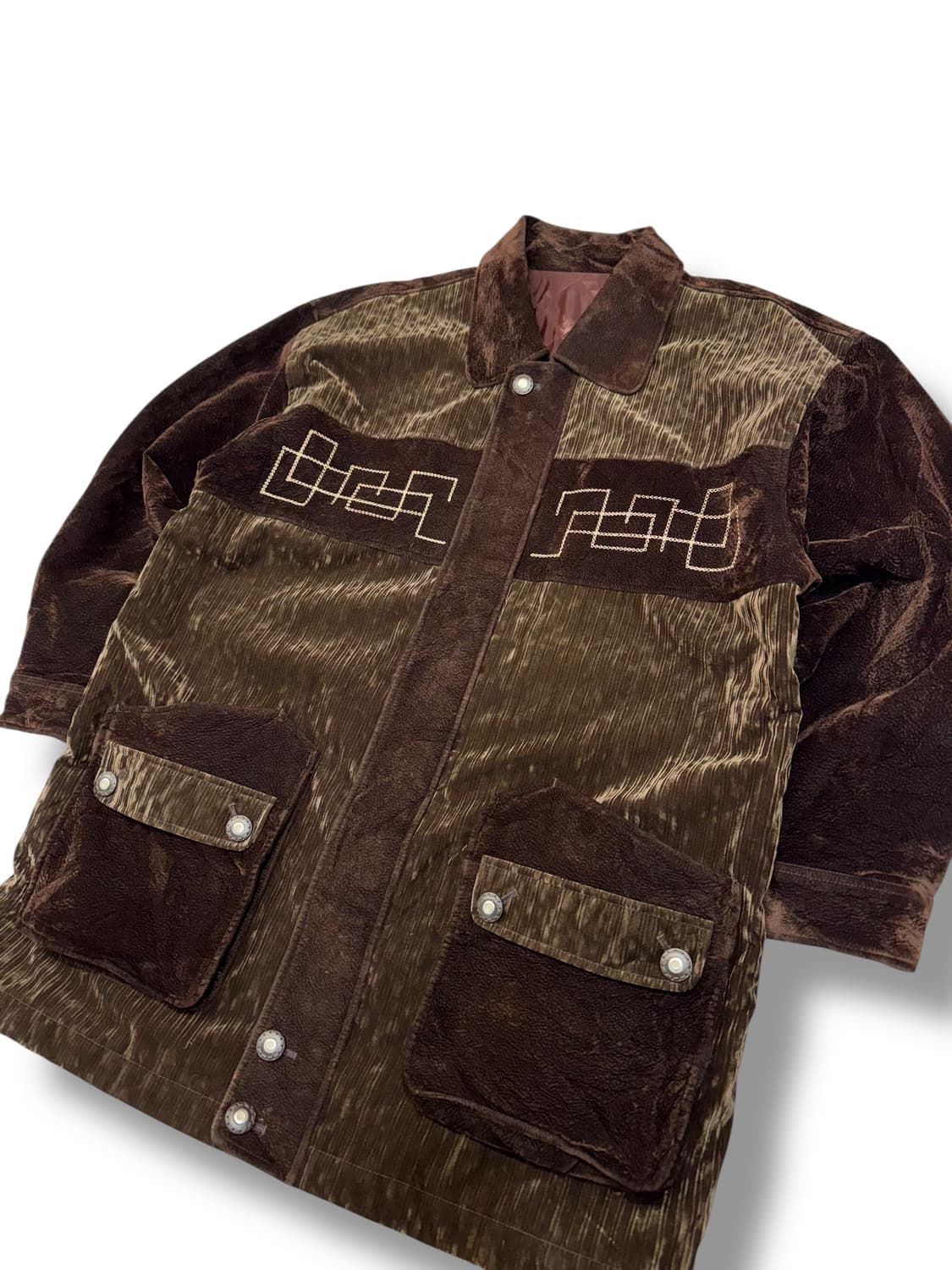 일본 빈티지 레더 메테리얼 브라운 웨스턴 자켓 (L)    상품이미지2