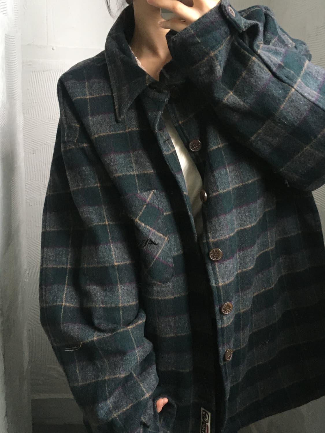 Avirex 아비렉스 그린 체크 플란넬 셔츠 자켓 상품이미지3