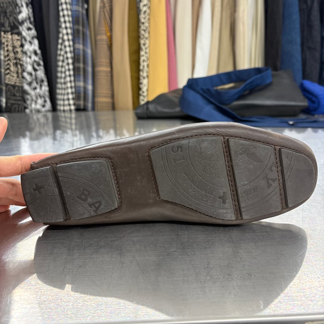 Bally 발리 브라운 가죽 로퍼 슈즈 255mm 상품이미지2