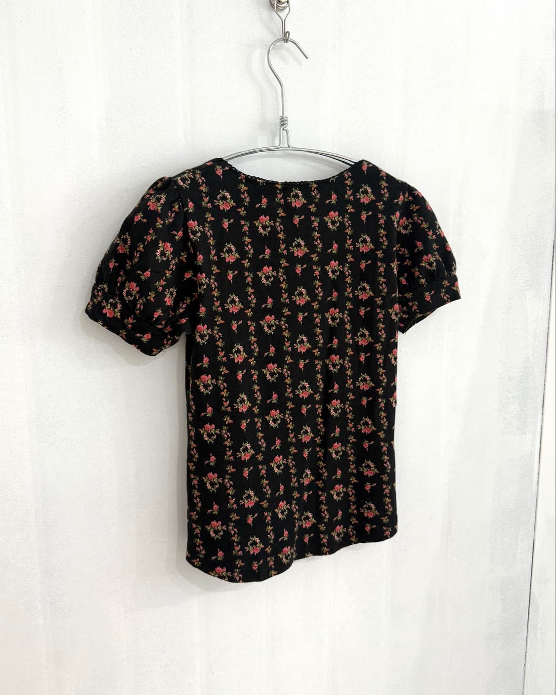 Black Antique Floral Pattern Short Top 상품이미지10
