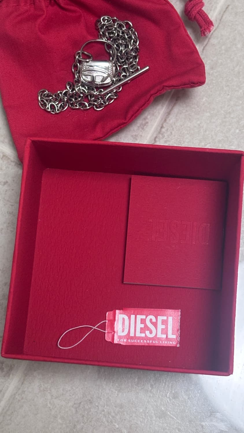 디젤 DX1593040 스테인리스 스틸 체인 네클리스 실버 상품이미지3