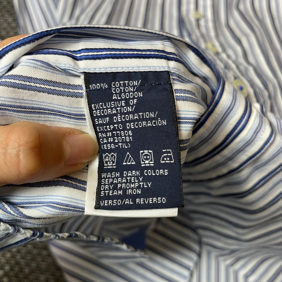 타미힐피거 블루 스트라이프 원포켓 긴팔 셔츠 M 상품이미지6