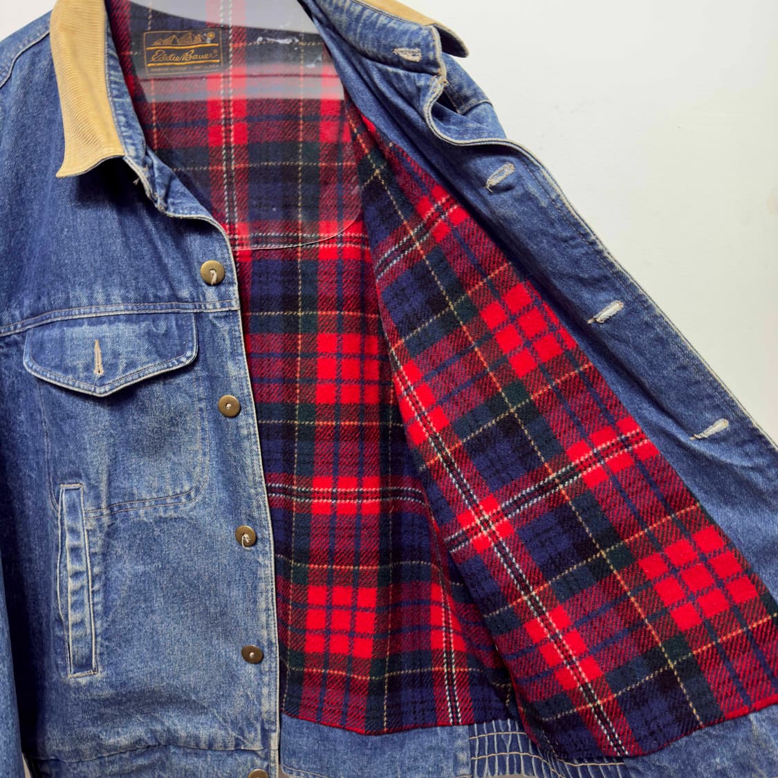 80s 에디바우어 플란넬 안감 데님 자켓 상품이미지5
