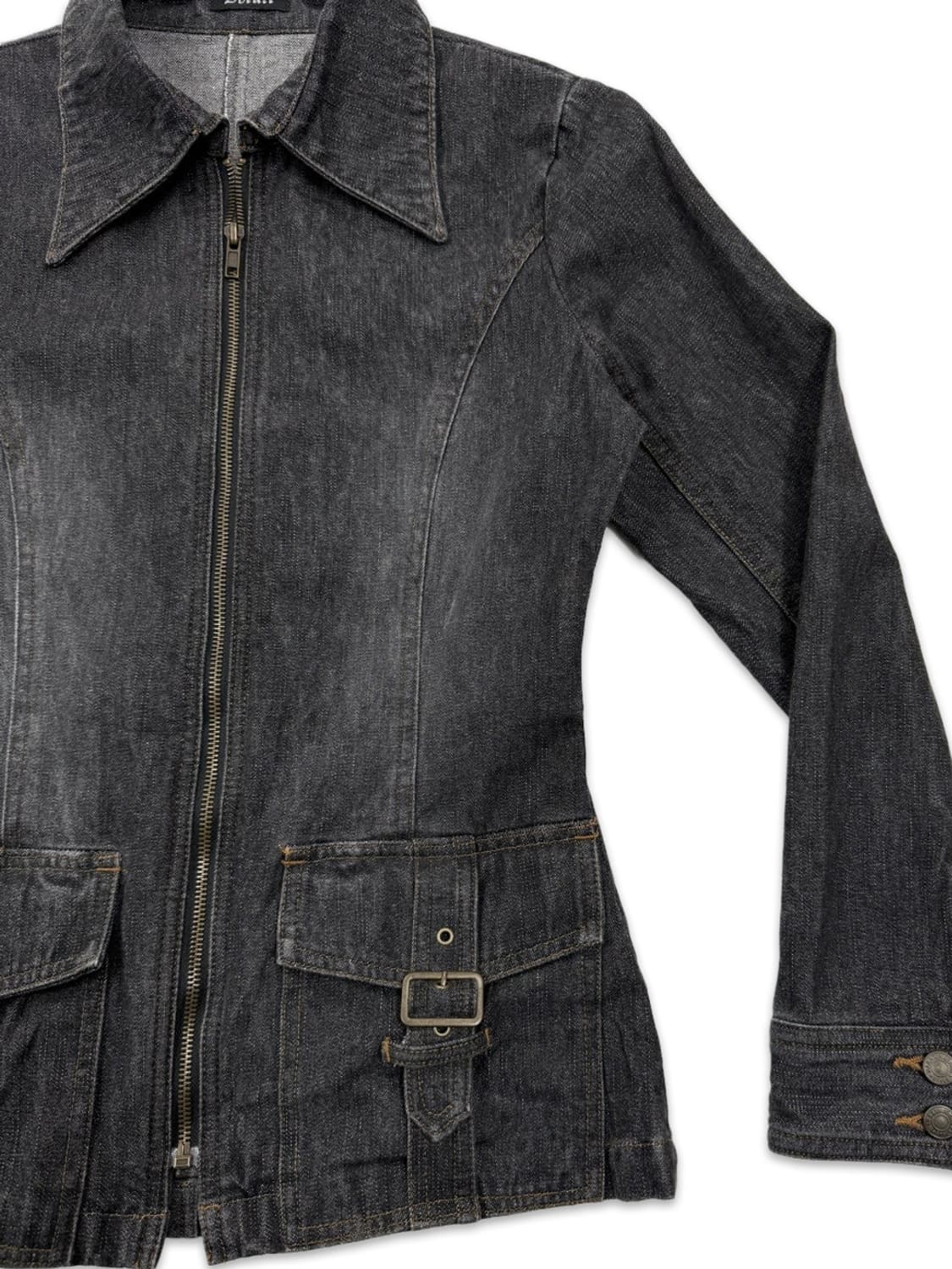 빈티지 Detail 블랙 벨트 포켓 라인 데님 자켓 상품이미지4