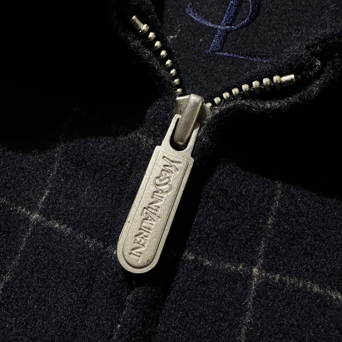 입생로랑 울 체크 블루종 자켓 네이비 상품이미지6