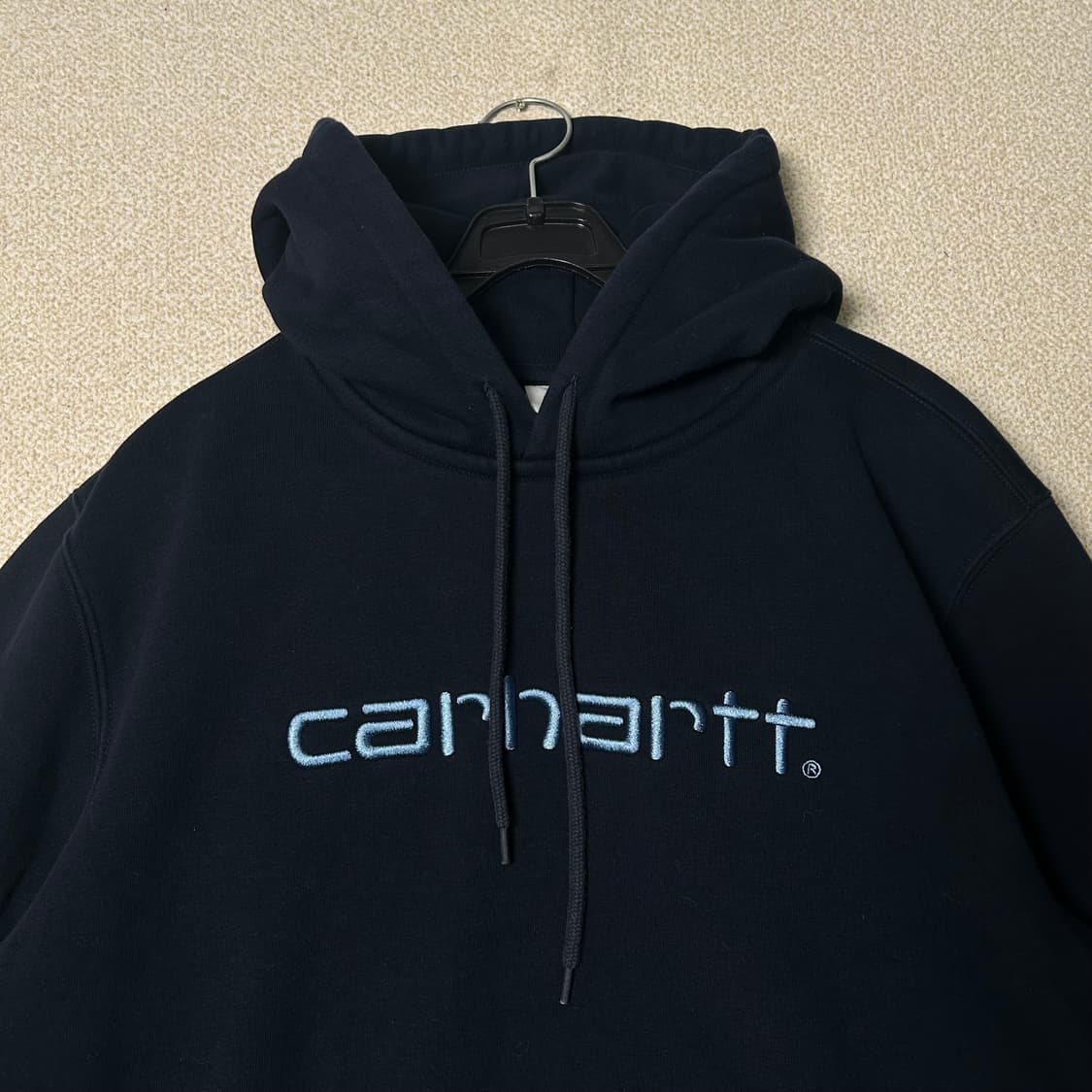 (S) 칼하트 로고 네이비 후드티 상품이미지3
