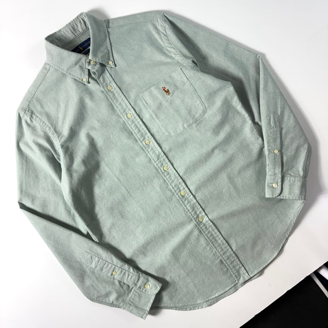 Polo  폴로 랄프로렌 자수 코튼 라이트그린 솔리드 셔츠  상품이미지2