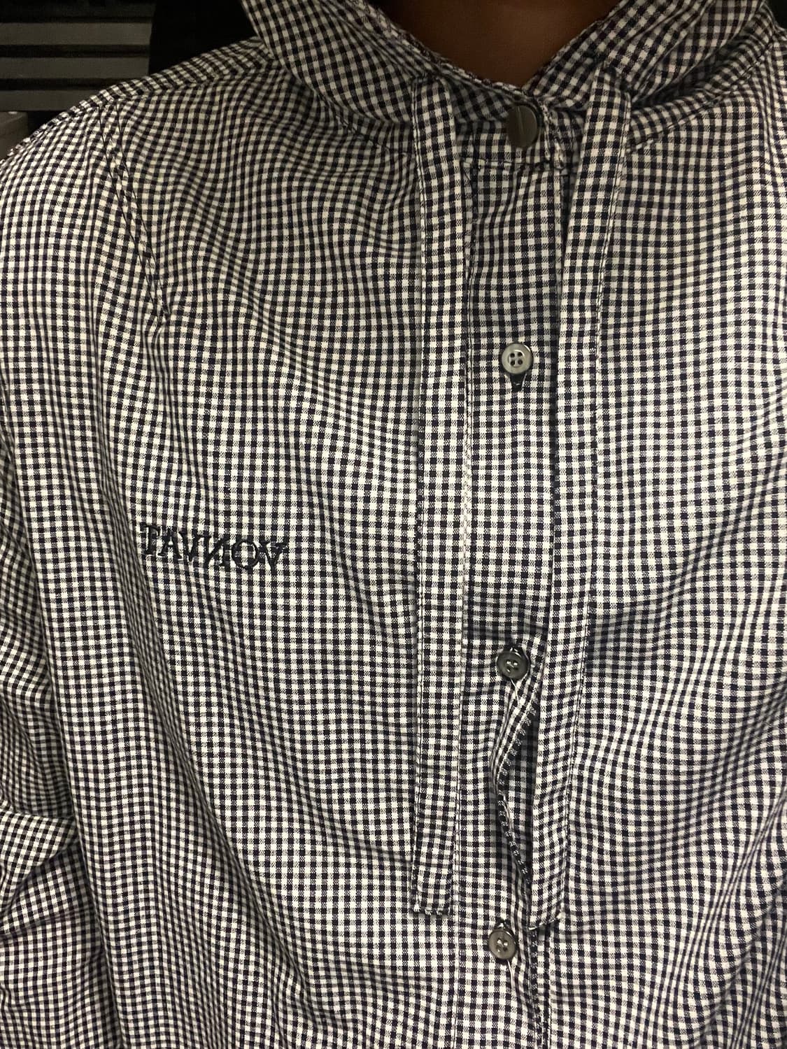 스트링 후드 체크셔츠 vonvat 상품이미지4