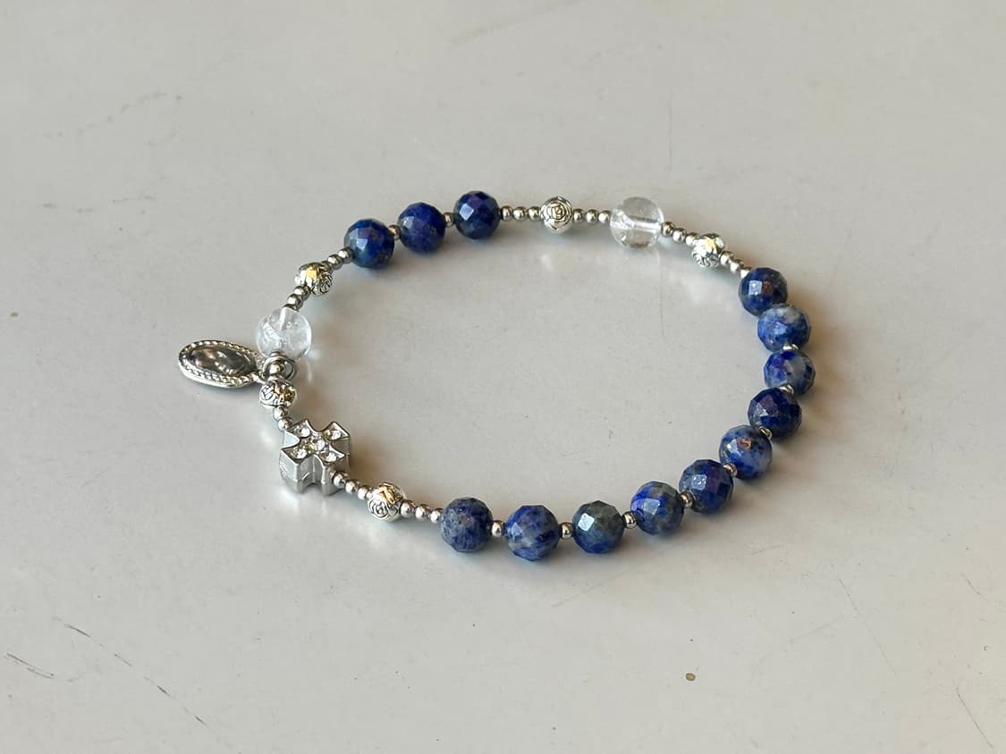 (맞춤) 천연석 라피스라줄리 백수정 묵주팔찌 원석팔찌 상품이미지2