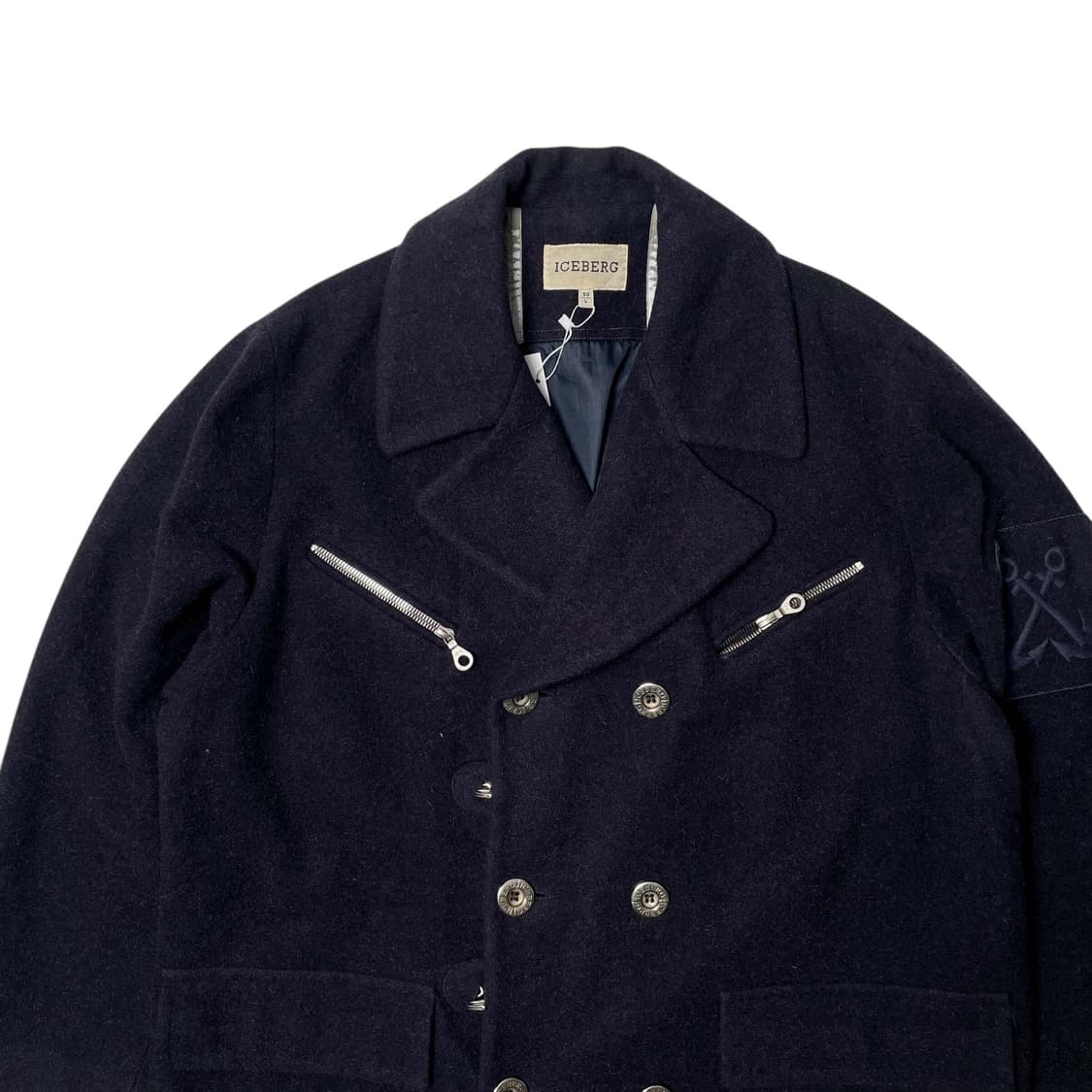 90's iceberg 대각지퍼 버튼 포인트 해군 코트 (italy) 상품이미지2