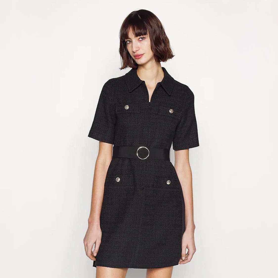 산드로 22 트위드 플리츠원피스 상품이미지1